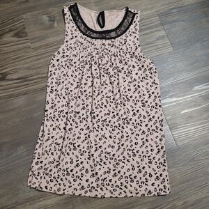 LOFT Casual Tank Size XS Leopard Animal Print Sleeveless Lace Neckline Rayon